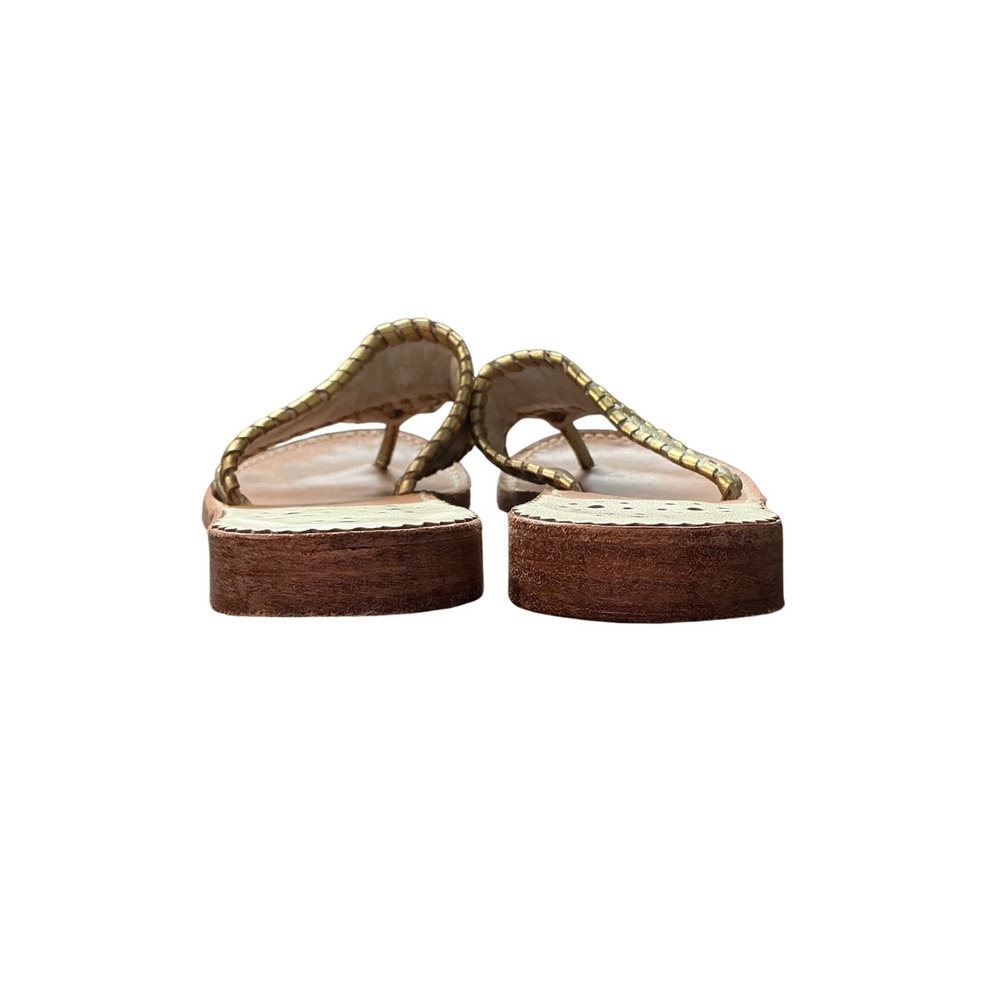 Palm Beach Sandals Womens Metallic Gold Silver Leather Navajo Thong Sandals 6 - Picture 9 of 10